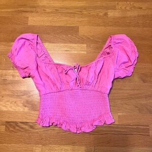 EUC Hollister Pink Smocked Top Size Small
